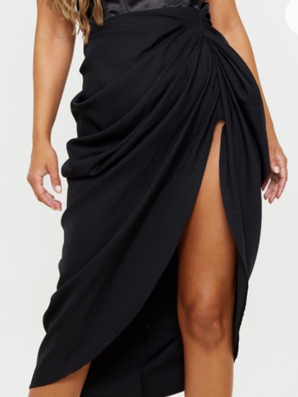 NWT Ruched Slit Skirt